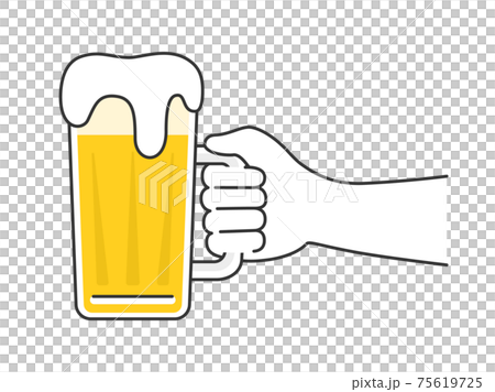 ビールジョッキを持って乾杯するイラスト 75619725