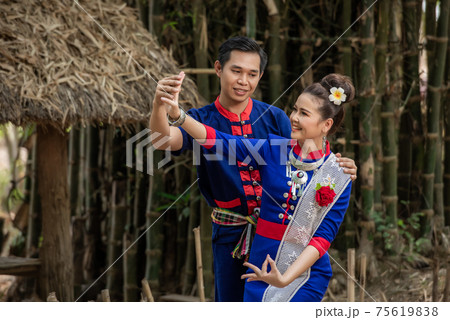Pre Wedding shoot inside Garden in Thai Traditional dress Costumes. Pre Wedding shoot inside Garden in Thai Traditional dress Costumes. 75619838