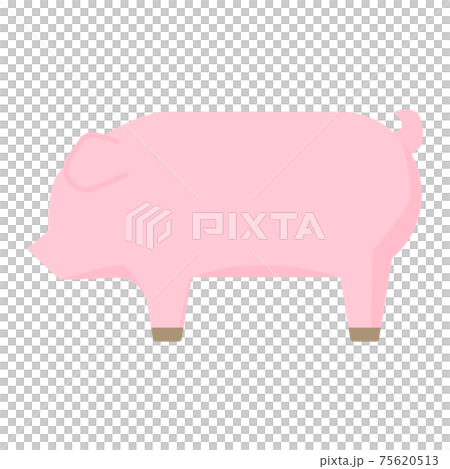 シンプルでかわいい豚のイラスト フラット 75620513
