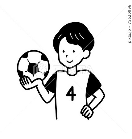 サッカーボールを持つサッカー部の男子大学生のイラストのイラスト素材