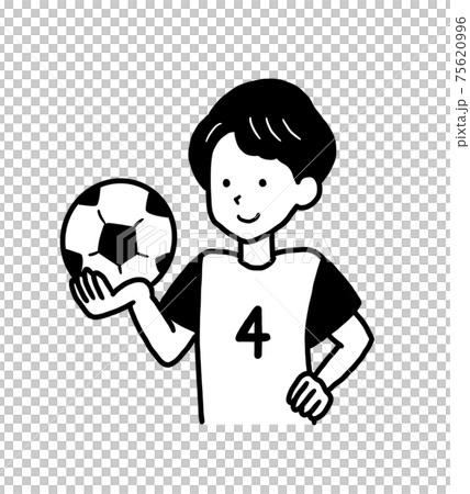 一名男大學生在一個足球俱樂部,拿著一個足球的插圖 一名男大學生在一個足球俱樂部,拿著一個足球的插圖 75620996