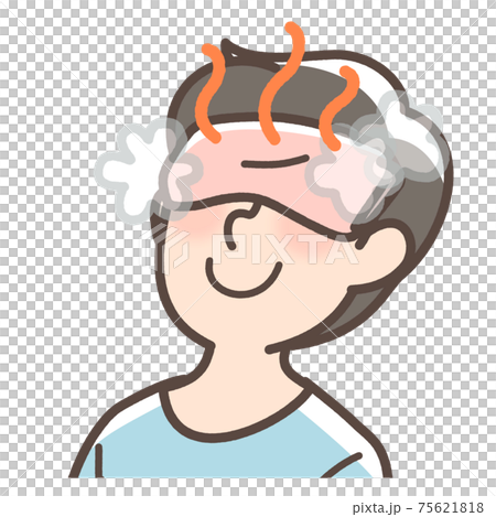 ホットタオルで目を温める男性のイラスト素材