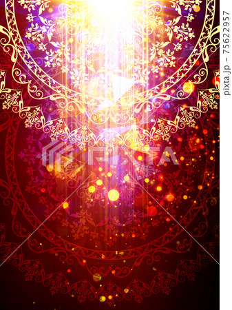 円環文様と宝石風キラキラ背景。 75622957