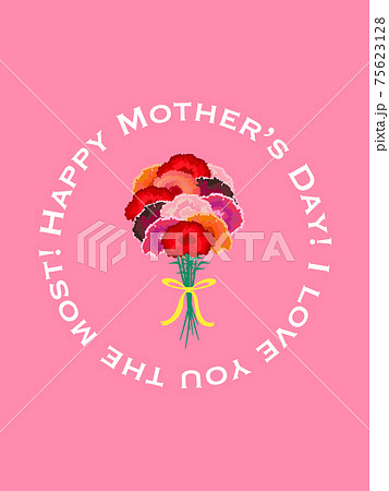 母の日_おしゃれな花束とメッセージ_カーネーション_複数バリエーションあり 75623128