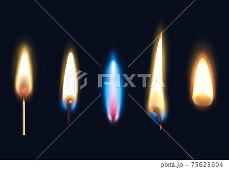 Realistic Burning Flames Set 75623604