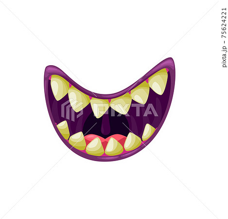 Monster mouth icon, creepy jaws with sharp teeth 75624221