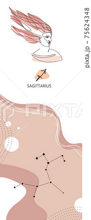 Zodiac background. Constellation Sagittarius. One line. Minimalistic graphics. 75624348