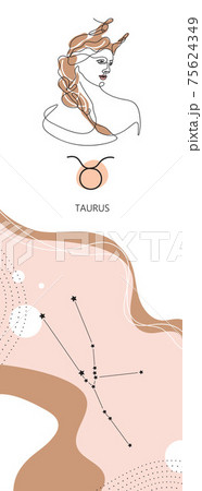 Zodiac background. Taurus constellation. Earth element. One line. Minimalistic graphics. Zodiac background. Taurus constellation. Earth element. One line. Minimalistic graphics. 75624349
