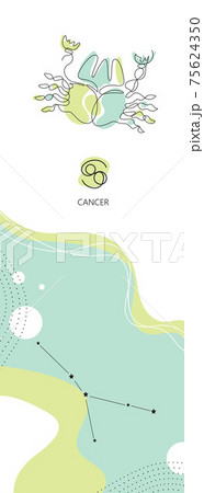 Zodiac background. Cancer constellation. One line. Minimalistic graphics Zodiac background. Cancer constellation. One line. Minimalistic graphics 75624350