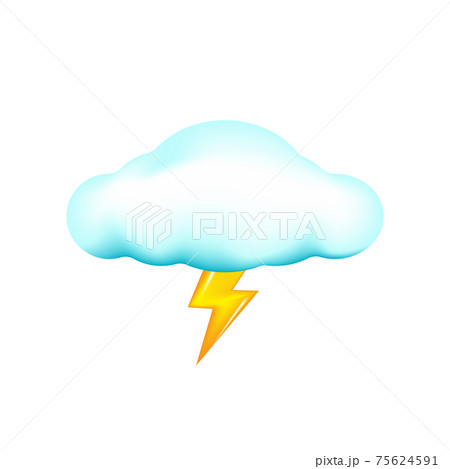Vector cloud with lightning bolt isolated on white background. Rainy spring weather icon. Storm vector icon design template Vector cloud with lightning bolt isolated on white background. Rainy spring weather icon. Storm vector icon design template 75624591