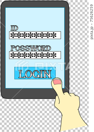 Smartphone, login screen and finger Smartphone, login screen and finger 75626259