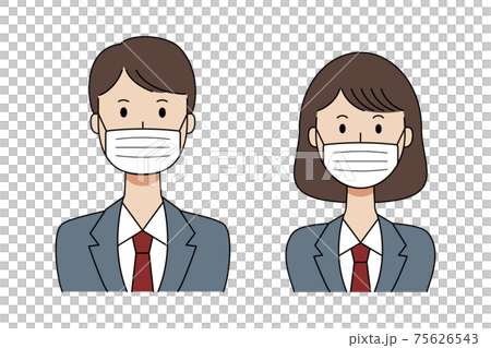 Vector illustration of men and women in school uniform with mask 75626543