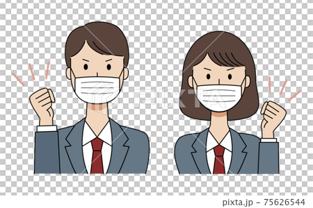 Vector illustration of men and women in school uniform with mask 75626544