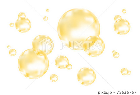 Set of realistic  glossy gold  bubbles. 75626767