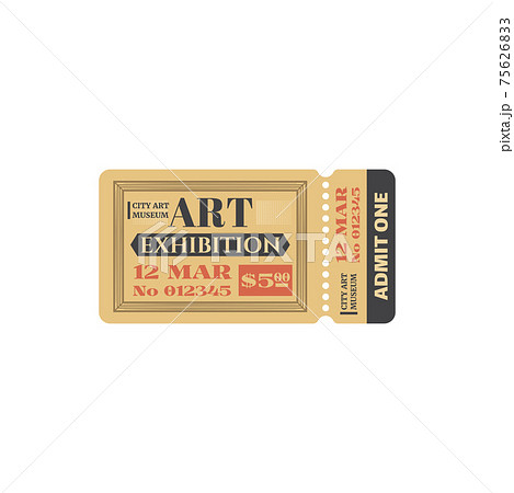 Art museum ticket on exhibition voucher paper card 75626833