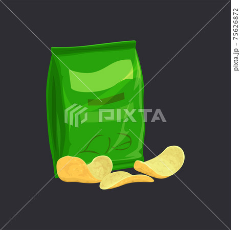 Potato chips pack isolated fastfood snack package Potato chips pack isolated fastfood snack package 75626872