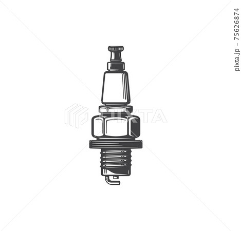 Sparking plug engine spare part isolated icon Sparking plug engine spare part isolated icon 75626874