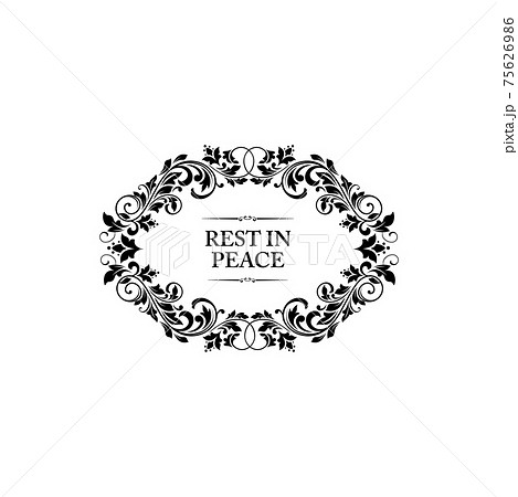 RIP lettering on gravestone in ornamental frameのイラスト素材 [75626986] - PIXTA
