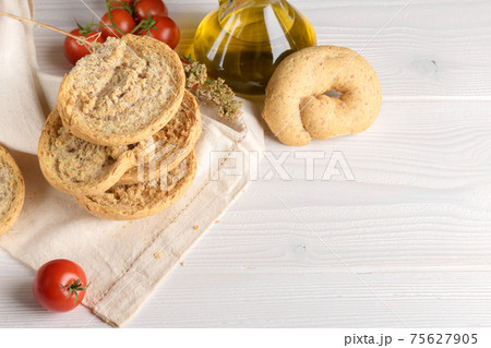 Classical apulian friselle made in Puglia, Salento by wholegrain weat 75627905