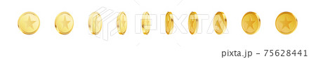 Set of rotating gold coins with star sign.のイラスト素材 [75628441] - PIXTA