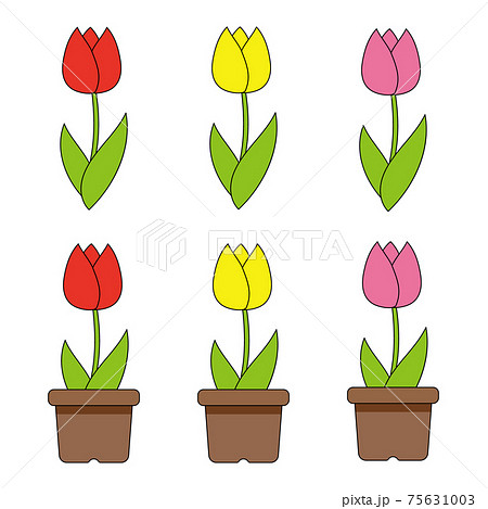 チューリップのイラストセット チューリップのイラストセット 75631003