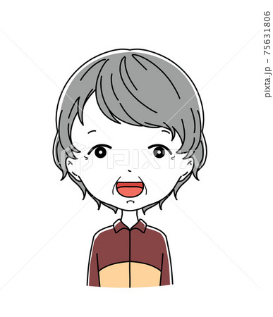 笑顔のジャージ姿のおばあちゃんの上半身のイラストのイラスト素材