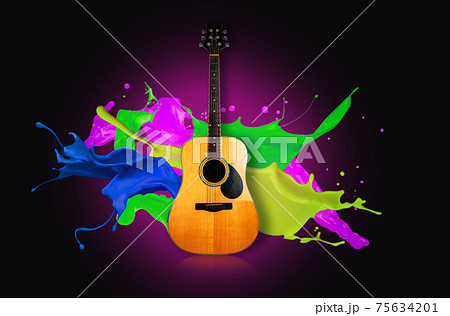 Guitar wood water splash refreshing multicolored waterproof background light abstract musical instrument idea bright sound music clipingpart photo Guitar wood water splash refreshing multicolored waterproof background light abstract musical instrument idea bright sound music clipingpart photo 75634201