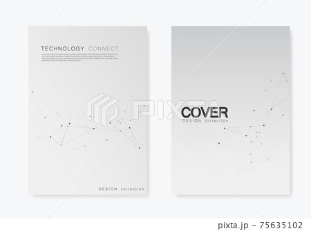 Set vector brochures template with connect design. Abstract technology pattern, compound dots and lines background 75635102
