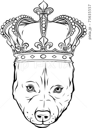 draw in black and white of King Dog vector illustration on white background 75635557
