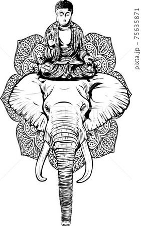 Image of Sketch of peace god Lord Buddha outline and silhouette editable  illustration-AL647638-Picxy