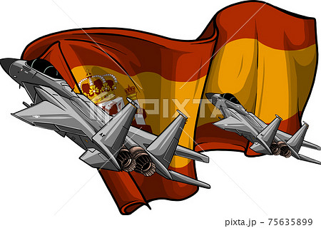 Military fighter jets with spain flag vector 75635899