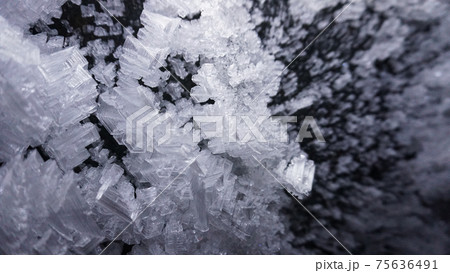 Macro photography of ice growths in a cave 75636491
