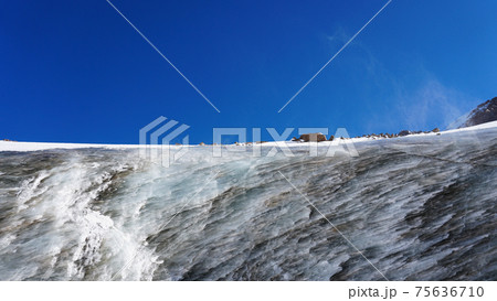 High ice wall in mountains. Bogdanovich Glacier 75636710