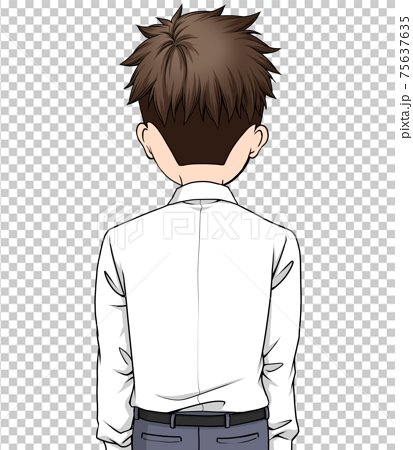 Back View Of A Man Wearing A Shirt With Brown Hair Stock Illustration