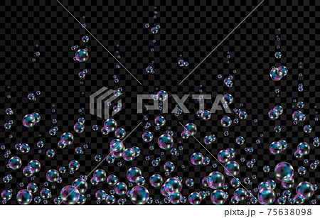 Colorful soap  bubbles with rainbow reflection. 75638098