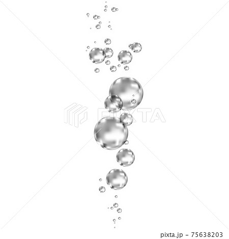 Underwater  black fizzing air bubbles on white  background. 75638203