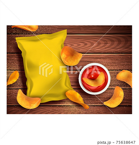 Onion Chips Creative Promotional Poster Vector Illustration 75638647