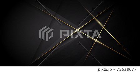Abstract template dark geometric diagonal background with golden line. Luxury style. 75638677