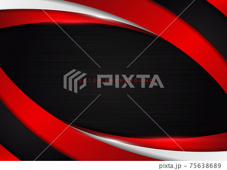 Abstract template red and gray curve on black background. 75638689