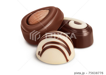 Chocolate candy isolated on white background with clipping path and full depth of field 75638776