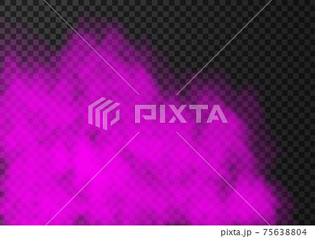 Violet smoke  or fog isolated on transparent background. 75638804