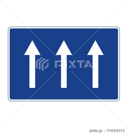 Rectangular traffic signal in blue and white, isolated on white background. One way road Rectangular traffic signal in blue and white, isolated on white background. One way road 75639253
