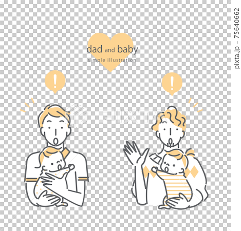 Simple and cute line art illustrations for dad and baby Simple and cute line art illustrations for dad and baby 75640662