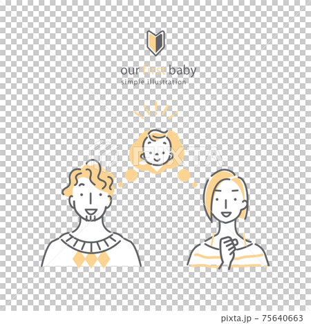 Simple and fashionable line art illustration of a couple who wants a baby Simple and fashionable line art illustration of a couple who wants a baby 75640663