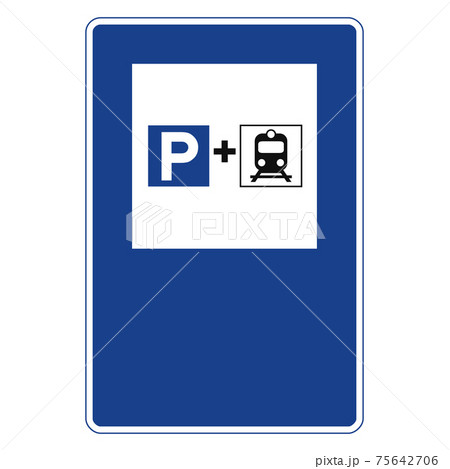 Rectangular traffic signal in blue and white, isolated on white background. Rail users parking Rectangular traffic signal in blue and white, isolated on white background. Rail users parking 75642706
