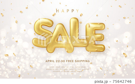 Happy sale promotion marketing template luxury golden balloon text with shinning bokeh background 75642746