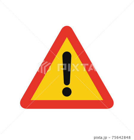 Triangular traffic signal in yellow and red, isolated on white background. Other temporary warnings 75642848
