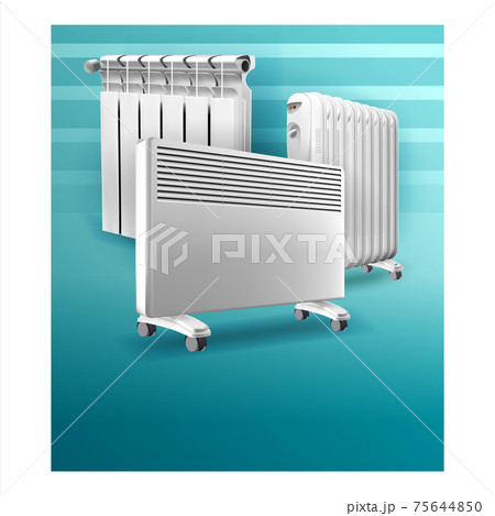 Heaters Domestic Equipment Promo Poster Vector Illustration Heaters Domestic Equipment Promo Poster Vector Illustration 75644850