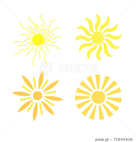 Simple yellow sun set vector illustration, cute summer image for making cards, decor, summer and holiday design for children 75645936