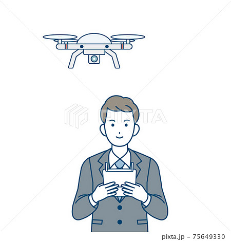 Flying Drone Businessman Upper Body Stock Illustration